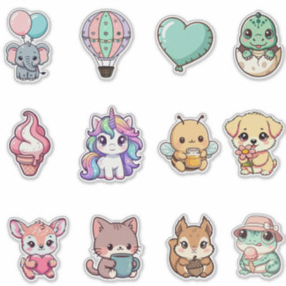 Pegatina Kawaii Animal Sticker Bundle – Cute Fantasy & Anim