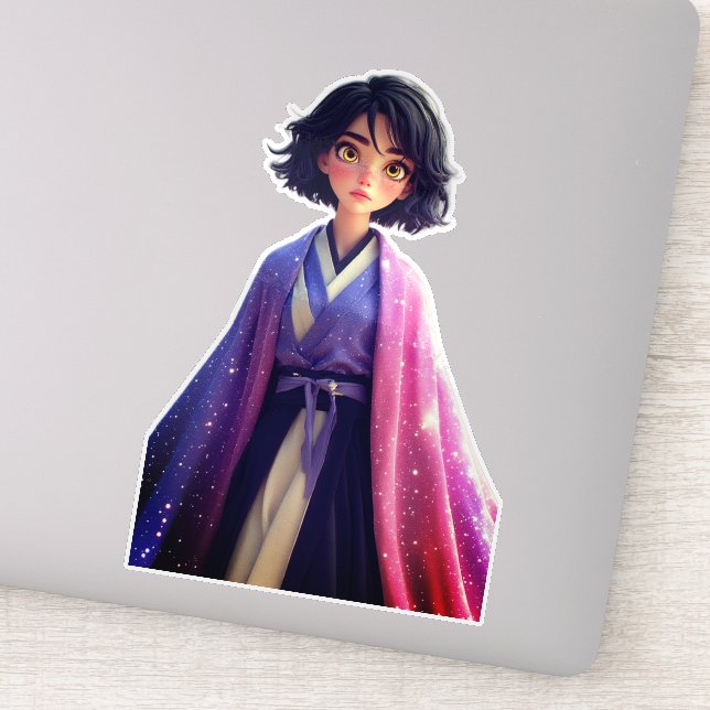 Pegatina Kawaii Anime Girl Sticker | Cute Galaxy Aesthetic  (Detalle)