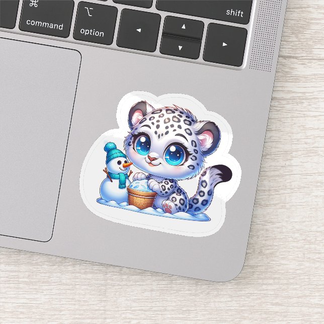Pegatina Kawaii Anime Snow Leopard Kid's Sticker  (Detalle)