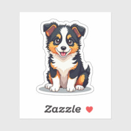 Pegatina Kawaii Aussie Shepherd Puppy - Sleepy Pose