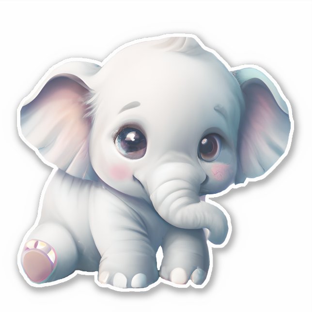Pegatina Kawaii Baby Elephant (Anverso)