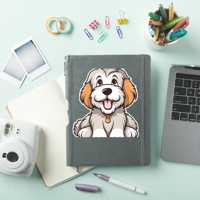 Pegatina Kawaii Beared Collie Puppy (Funda para iPad)