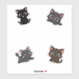 Pegatina Kawaii Black Cat Pack Personalizado de gatos lindo
