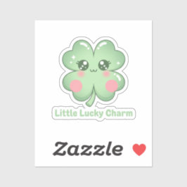 Pegatina Kawaii Blushing Four Leaf Clover Lucky Charm