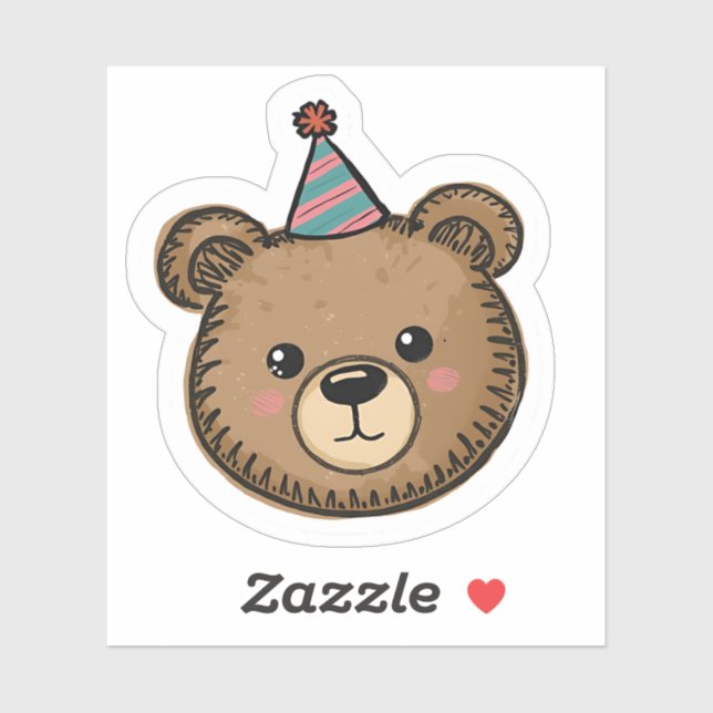Pegatina Kawaii Brown Bear Party Sticker (Hoja)