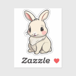 Pegatina Kawaii Bunny Sticker - Fluffy White Rabbit Vinyl