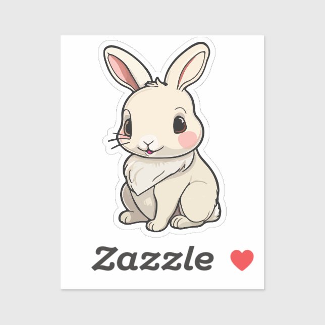 Pegatina Kawaii Bunny Sticker - Fluffy White Rabbit Vinyl (Hoja)