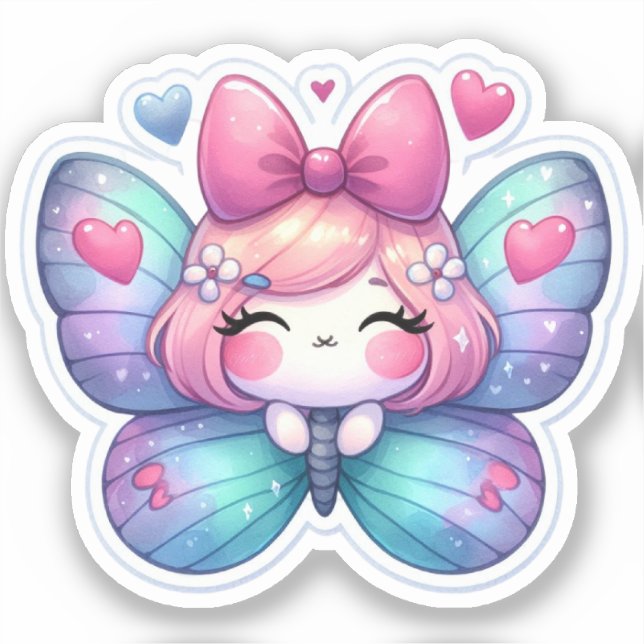 Pegatina Kawaii Butterfly (Anverso)