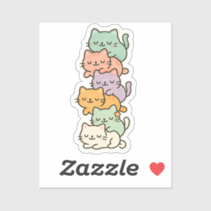 Pegatina Kawaii Cat Mountain Pastel