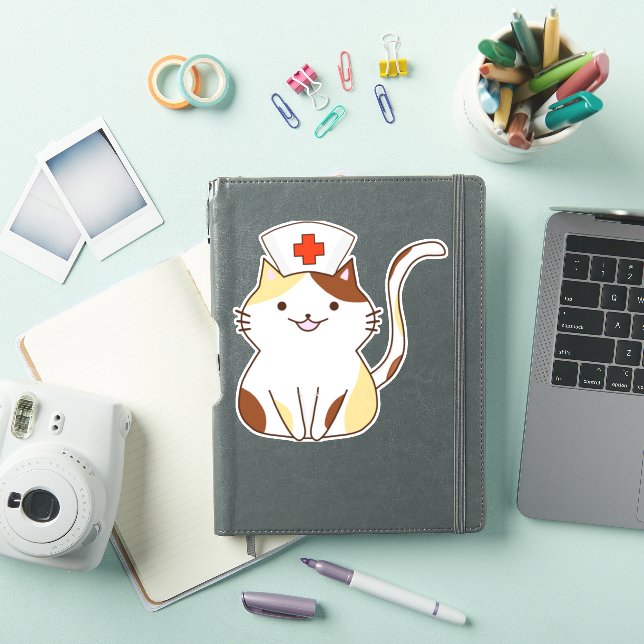 Pegatina Kawaii Cat Nurse (Funda para iPad)