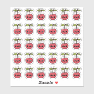Pegatina Kawaii Cherry - Fruta linda con cara sonriente