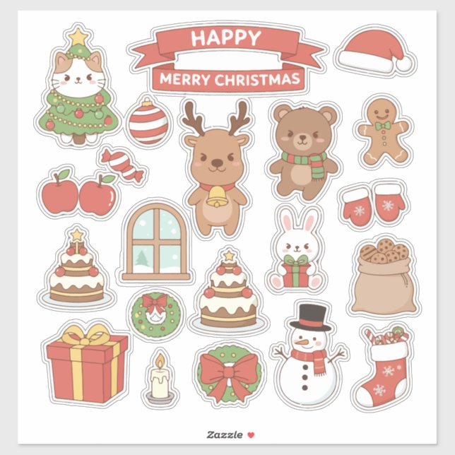 Pegatina Kawaii Christmas Sticker Bomb Phone Case | Cute Ca (Hoja)