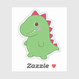 Pegatina Kawaii Cute Chibi Green Dino T-Rex