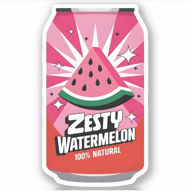 Pegatina Kawaii Cute Fun Fruity Watermelon Juice Bebe (Anverso)