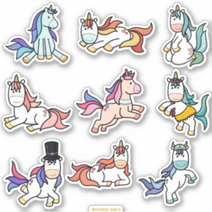 Pegatina Kawaii Cute Unicorn Pony Colorful Set