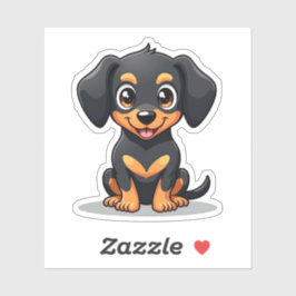 Pegatina Kawaii Dachshund Adorable, Ojos Grandes, Brillante