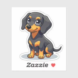 Pegatina Kawaii Dachshund Cachorro – Ojos Corazón