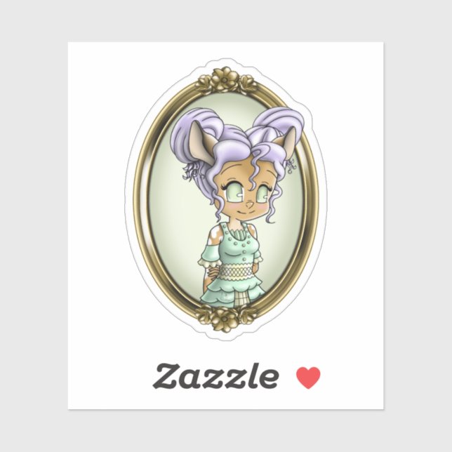 Pegatina Kawaii Deer Anime Chica Cute (Hoja)