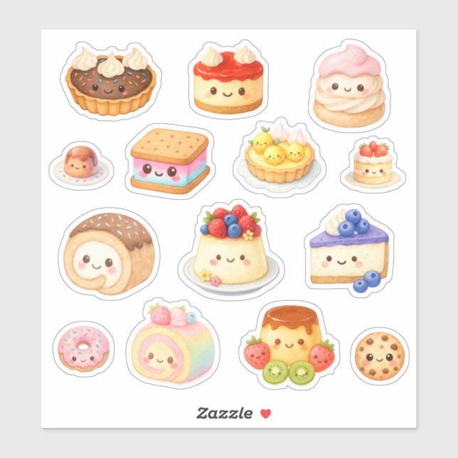 Pegatina Kawaii Desserts Vinyl Stickers (Hoja)