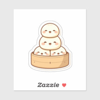 Pegatina Kawaii Dim Sum Bamboo Steamer Dumplings