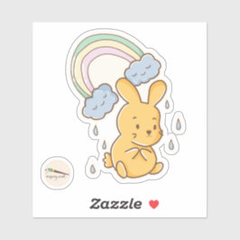 Pegatina Kawaii Doodle Bunny Rainbow Rain