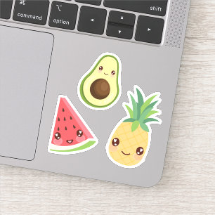 Pegatina Kawaii Fruit   sandía, piña y aguacate
