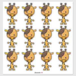 Pegatina Kawaii Giraffe Naranja Brown