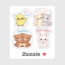 Pegatina Kawaii Love Animals Sticker Set – Sweet Valentine 
