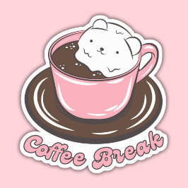 Pegatina Kawaii Marshmallow Coffee Break