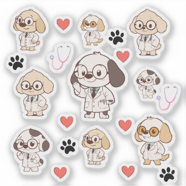 Pegatina Kawaii Medical Dog Stickers (Anverso)