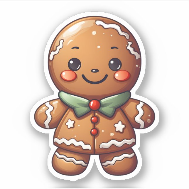 Pegatina Kawaii Navidades Cute Gingerbread Horneado Con Amo (Anverso)