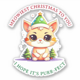 Pegatina Kawaii Navidades Kitten Holiday Cat Pun
