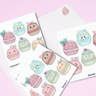 Pegatina kawaii Pastel agua color francés Macarons