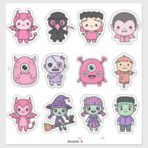 Pegatina Kawaii Pastel Monster Squad Pack