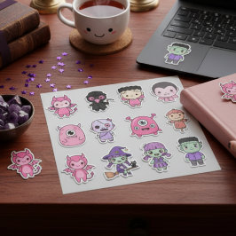 Pegatina Kawaii Pastel Monster Squad Pack