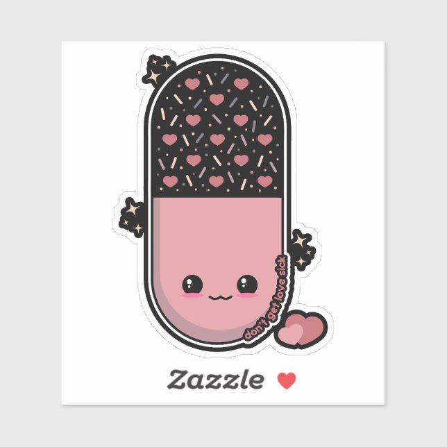 Pegatina Kawaii Pastilla Enfermo de Amor  (Hoja)