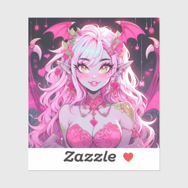 Pegatina Kawaii Pinkcore Fantasy Demon Anime Chica (Hoja)