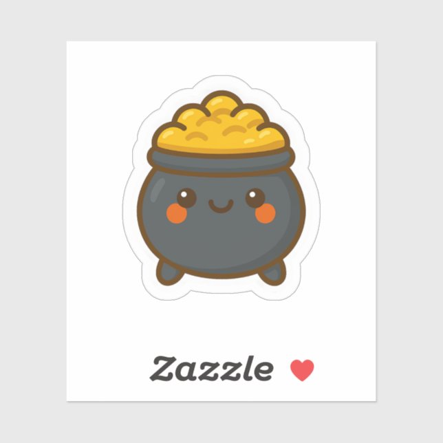 Pegatina Kawaii Pot of Gold (Hoja)