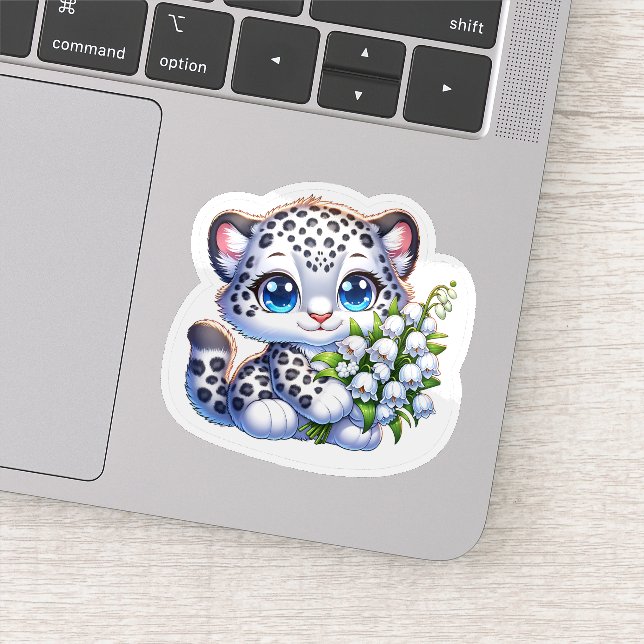 Pegatina Kawaii Snow Leopard Big Cat Anime Stickers (Detalle)