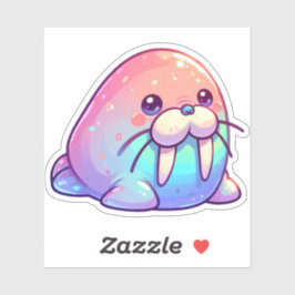 Pegatina Kawaii Sparkly Charm Pastel Walrus Adorable