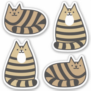 Pegatina Kawaii Stripey Brown Tabby Cat
