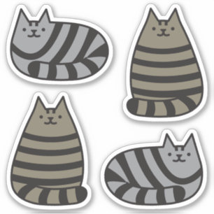 Pegatina Kawaii Stripey Gray Tabby Cat