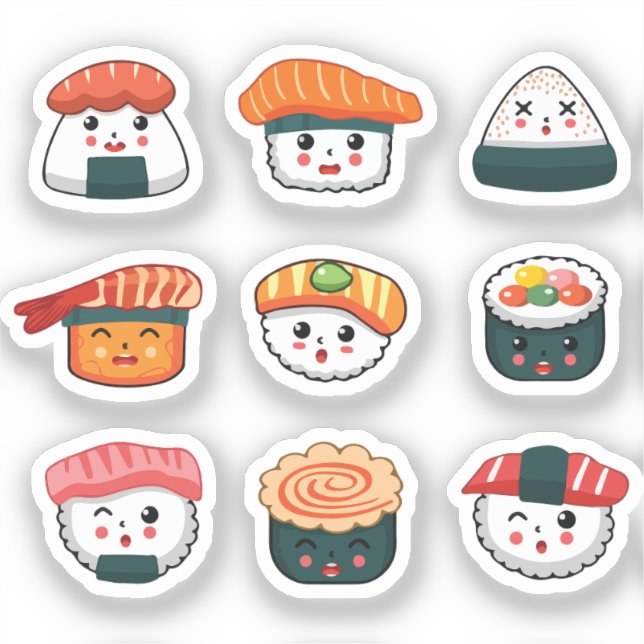 Pegatina Kawaii sushi  (Anverso)