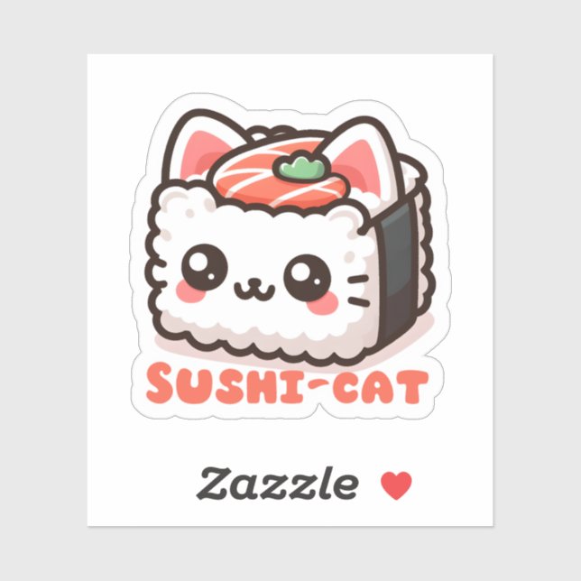 Pegatina Kawaii Sushi-Cat Pun (Hoja)