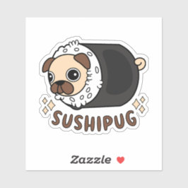 Pegatina Kawaii Sushi Pug Mashup Gracioso regalo de amante 