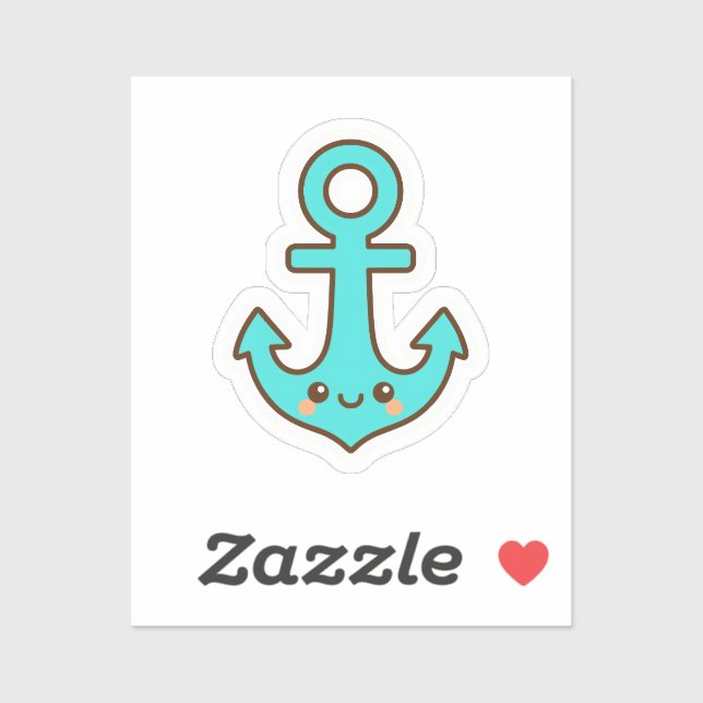Pegatina Kawaii Turquoise Anchor - Fantástico y Alegre (Hoja)