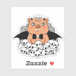 Pegatina Kawaii Vampire Capybara - Cementerio Espeluznante