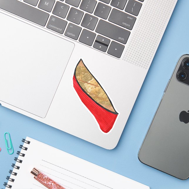 Pegatina Kayak rojo/canoa (Ordenado portátil con iPhone)