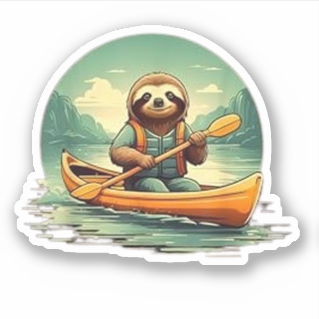 Pegatina Kayaking Sloth Canoe Lover Animales divertidos Vin (Anverso)