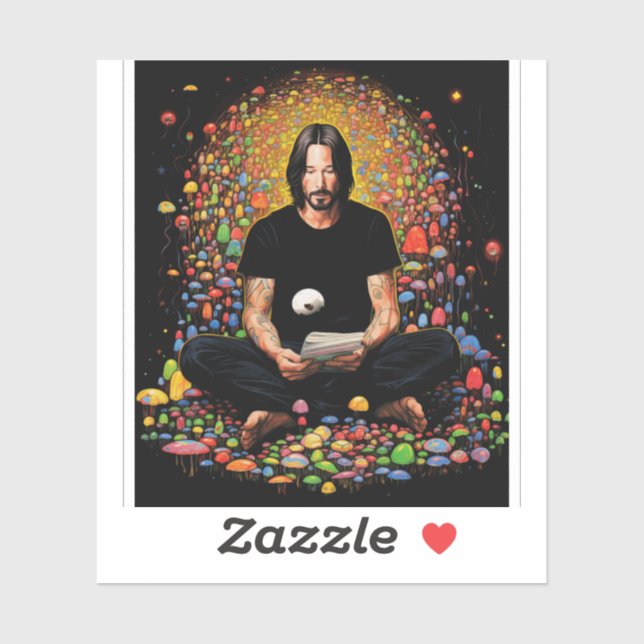 Pegatina Keanu Reeves La Meditación Zen (Hoja)